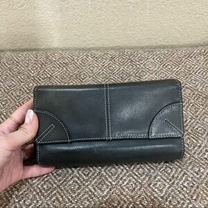 Vintage Black Leather Wilsons Billfold Wallet Casual Daily Soft Leather